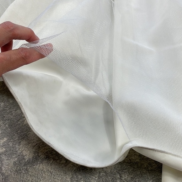 Sarah Seven Viv White Trumpet Wedding Dress Side Sheer Mesh Train Sz 8 - Picture 14 of 17